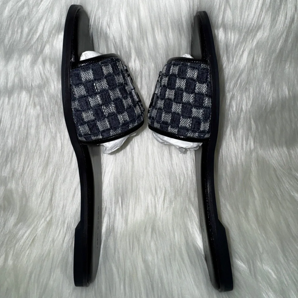 NWB-Tory Burch Everly Slide Braid Velvet Jeans Denim Sandals -Perfect Navy 7.5m